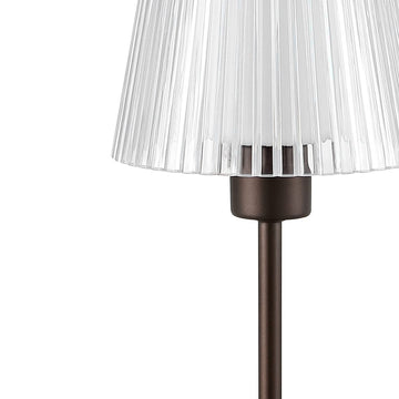 Oscar 12.5" Modern Industrial Rechargeable/Cordless Iron/Acrylic Integrated LED Table Lamp with Ribbed Shade - JONATHAN Y